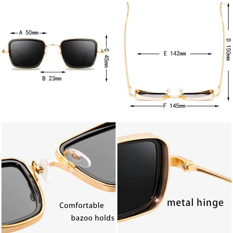 Vintage Steampunk Glasses Square Metal Sunglasses Men Women Retro Brand Sun Glasses Shades For Man lunette de soleil UV400