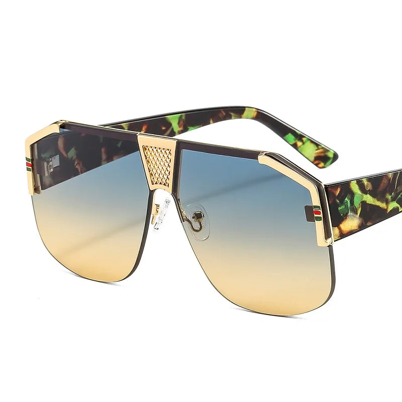 2021 New Gradients Shield Sunglasses Men Women Leopard Square Luxury Trend Fashion PC Lens Alloy Metal Decorate Cool Sun Glasses