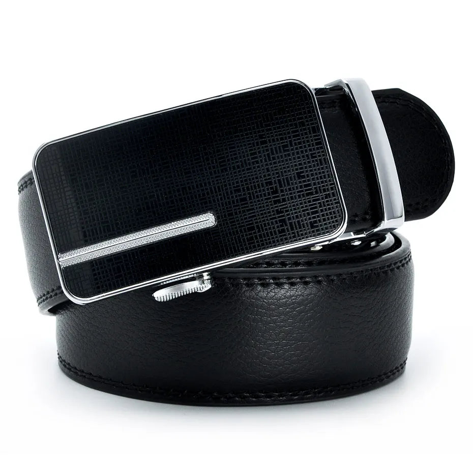 Automatic Buckle Genuine Leather Belt Men's Black Cow Leather Belts for Men Business Male Designer Automatic Buckle Wholesale