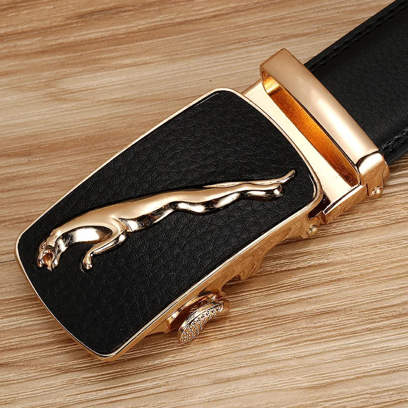 New Men's Belt Fashion Alloy Automatic Buckle Genuine Leather Belt Business Casual Men's Belts Luxury High Quality Waistband