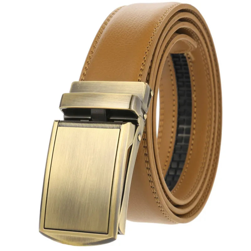 New Genuine Leather Men's Belt Luxury Fashion High Quality Male Belts Metal Automatic Buckle Men Belt Business Casual Waist Band