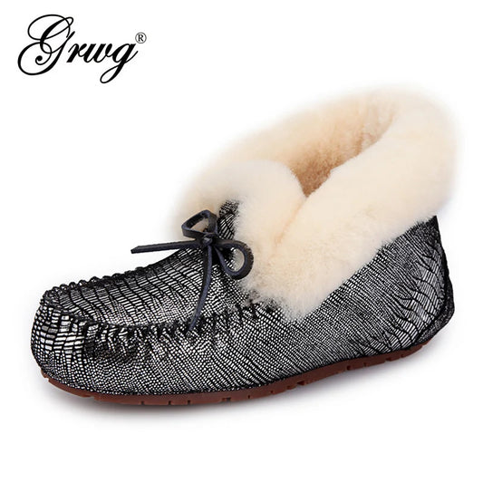 100% Genuine Leather Women Flats Casual Moccasins Driving Loafers Natural Fur Women Shoes Fashion Comfortable Shoes Woman