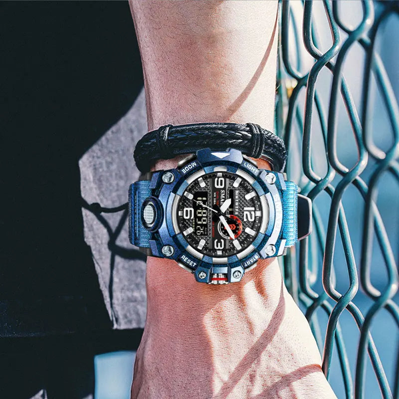 SMAEL Men Sport Watches Dual Time Digital Watch Quartz 50m Waterproof Watch Led Military Watch Sport 8035 Men Watches Wristwatch