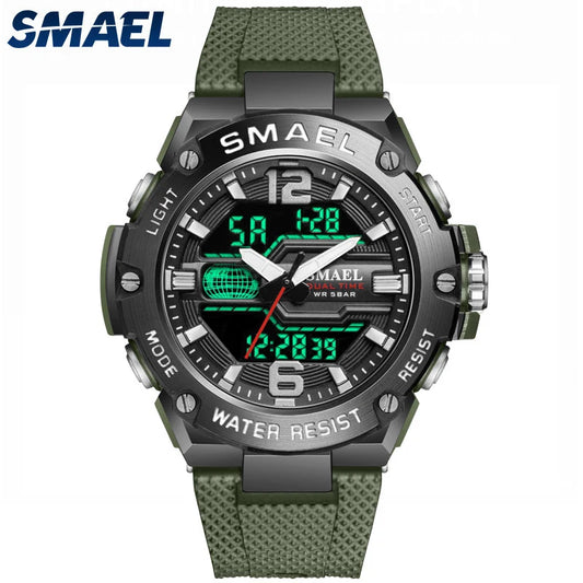 Fashion Men Watch Sport Clock 50M Waterproof Wristwatches LED Digital Auto Date Stopwatch Alarm Clocks 8033 Men's Casual Watches