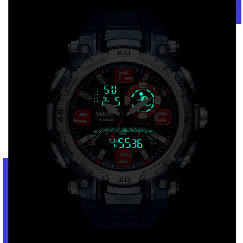 Quartz Watch For Men SMAEL Watch Waterproof Stopwatch LED Watches Male Clock 1921 Sport Watches Men relogio masculino Digital