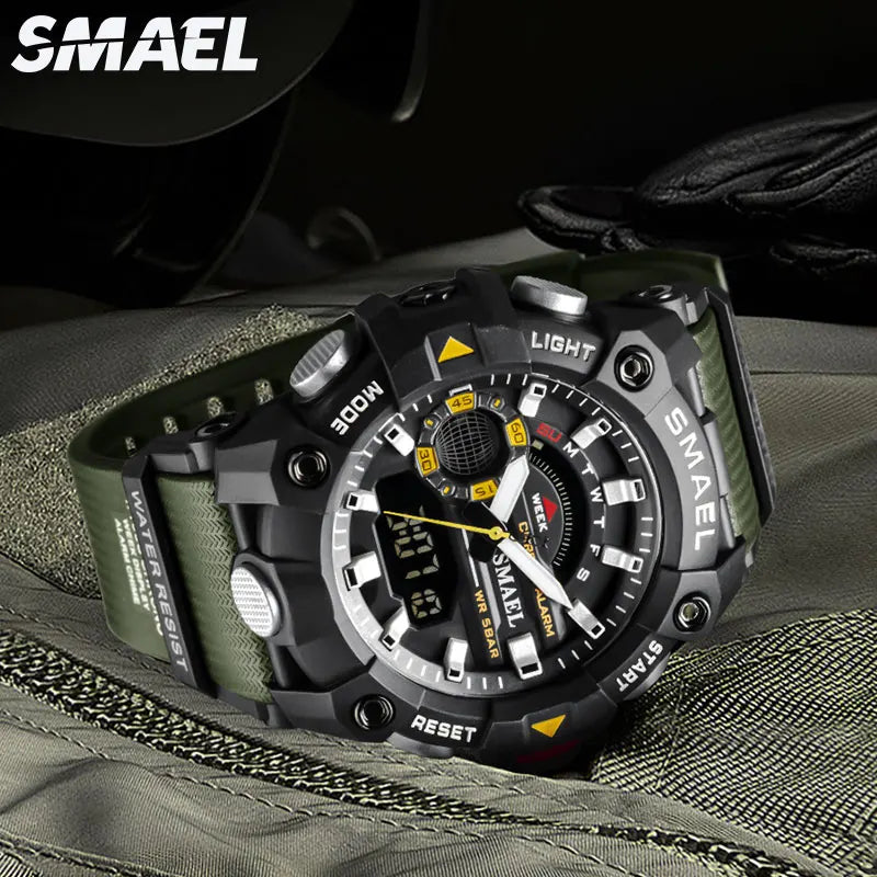 Military Watches Men Sport Watch New 50M Waterproof Wristwatch Stopwatch Alarm LED Light Digital Watches 8040 Men's Sports Watch