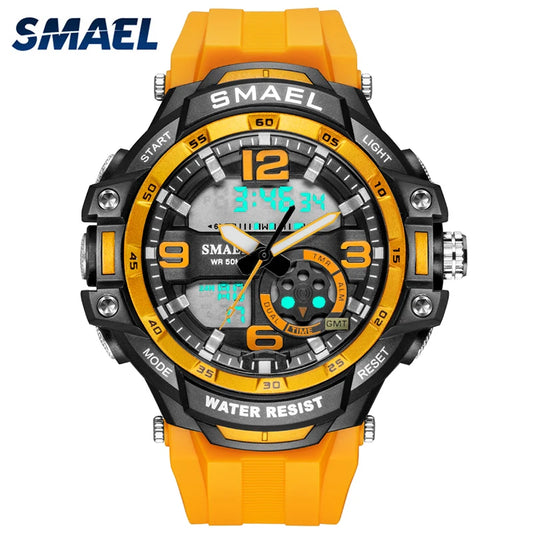SMAEL Mens Watches Waterproof Sport Watch Light Digital Watch Military Clock Alarm 1350B Relogio Masculino Quartz Watches Sports