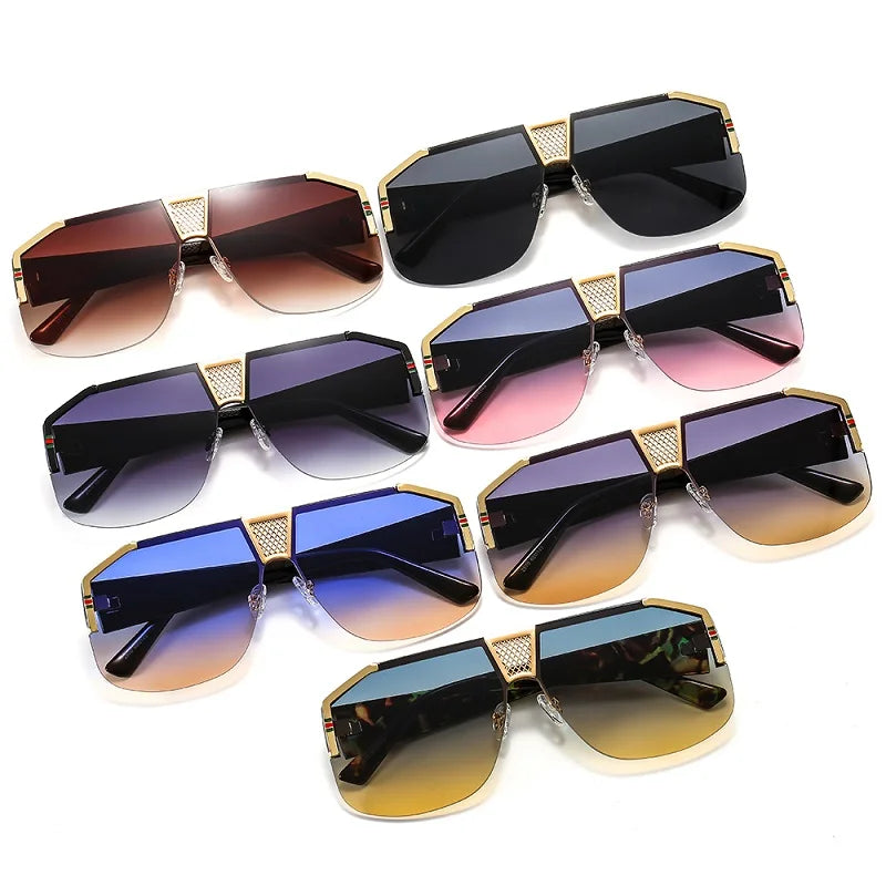 2021 New Gradients Shield Sunglasses Men Women Leopard Square Luxury Trend Fashion PC Lens Alloy Metal Decorate Cool Sun Glasses