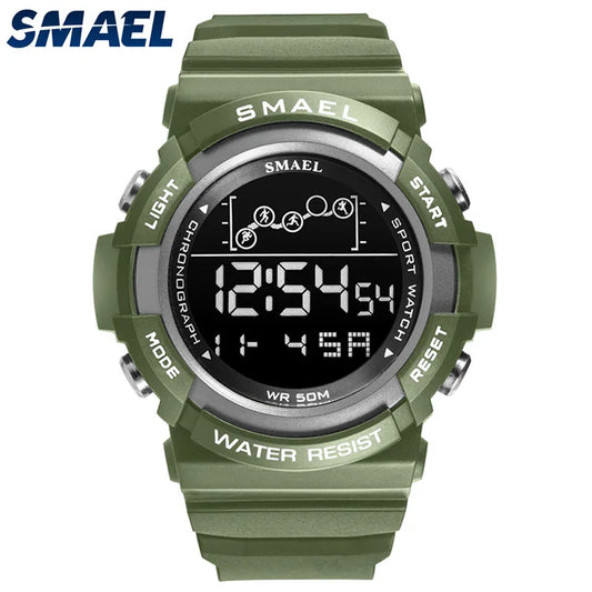 Sport Watch Men Digitak Clock SMAEL Mens Wristwatches LED Alarm Clocks Male Army Green Bracelet 1426  Waterproof Watches Digital