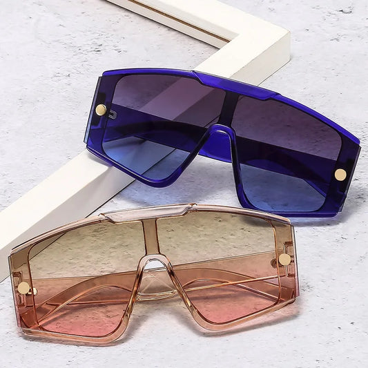 ZLY 2021 New Fashion Shield Sunglasses Men Women Goggle Gradients Lens Frame Vintage Brand Designer Luxury Metal Decorate UV400