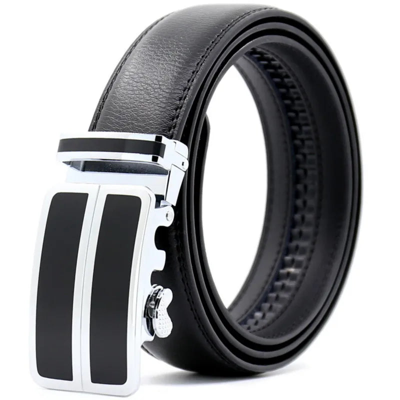 Genuine Leather Men Belt Metal Automatic Buckle Belts Luxury Business Casual Male Belts Fashion Designer Top Quality Waistband