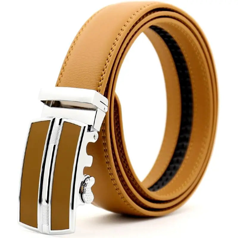 Famous Men's Belt Top Quality Genuine Leather Luxury Male Belts Metal Automatic Buckle Cowhide Belts Fashion Business Waist Band