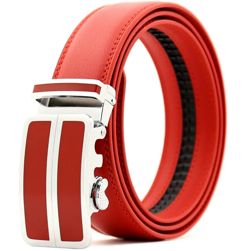 Genuine Leather Men Belt Metal Automatic Buckle Belts Luxury Business Casual Male Belts Fashion Designer Top Quality Waistband