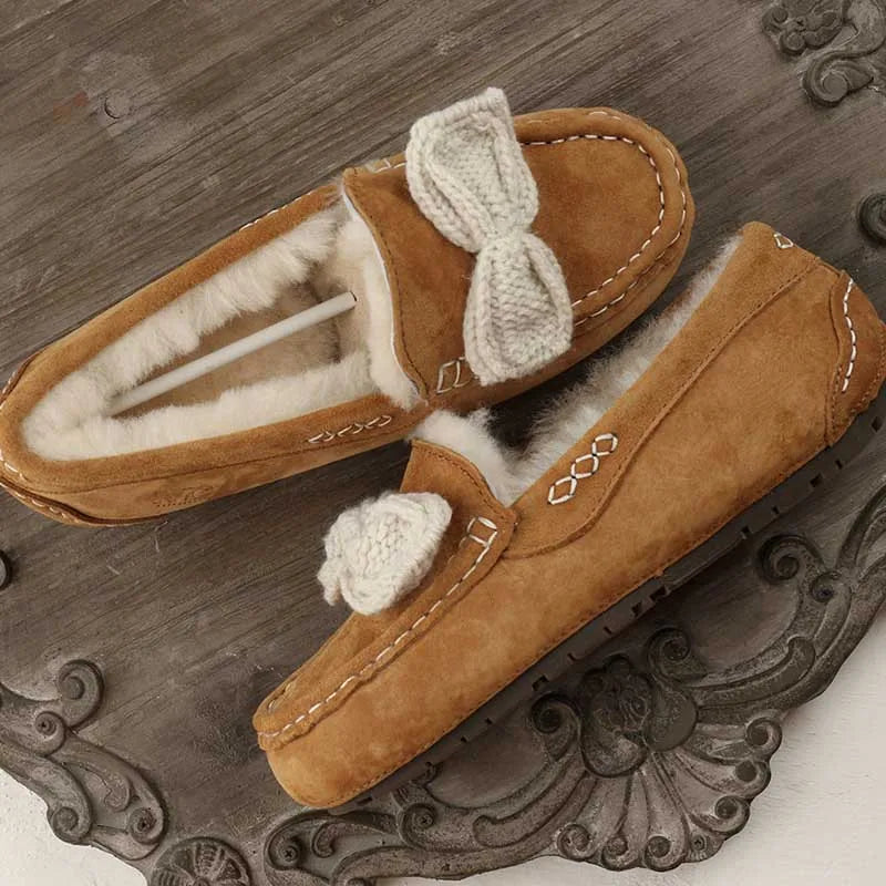 High Quality 100% Genuine Leather Natural Fur Women Flat Shoes Fashion Casual Loafers Women Shoes Moccasins Female Driving Shoes