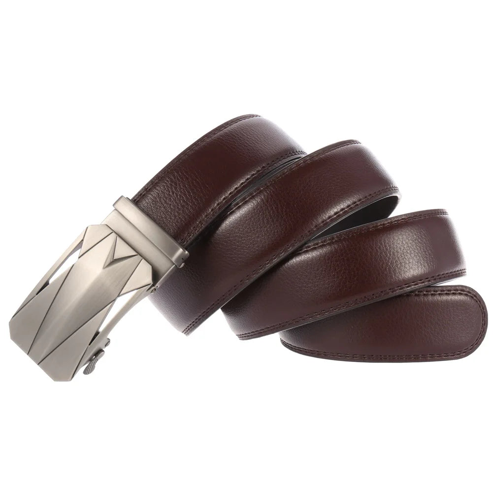 New Genuine Leather Metal Automatic Buckle Men's Belts Fashion designer High Quality Male Waist Band Business Casual Men Belt