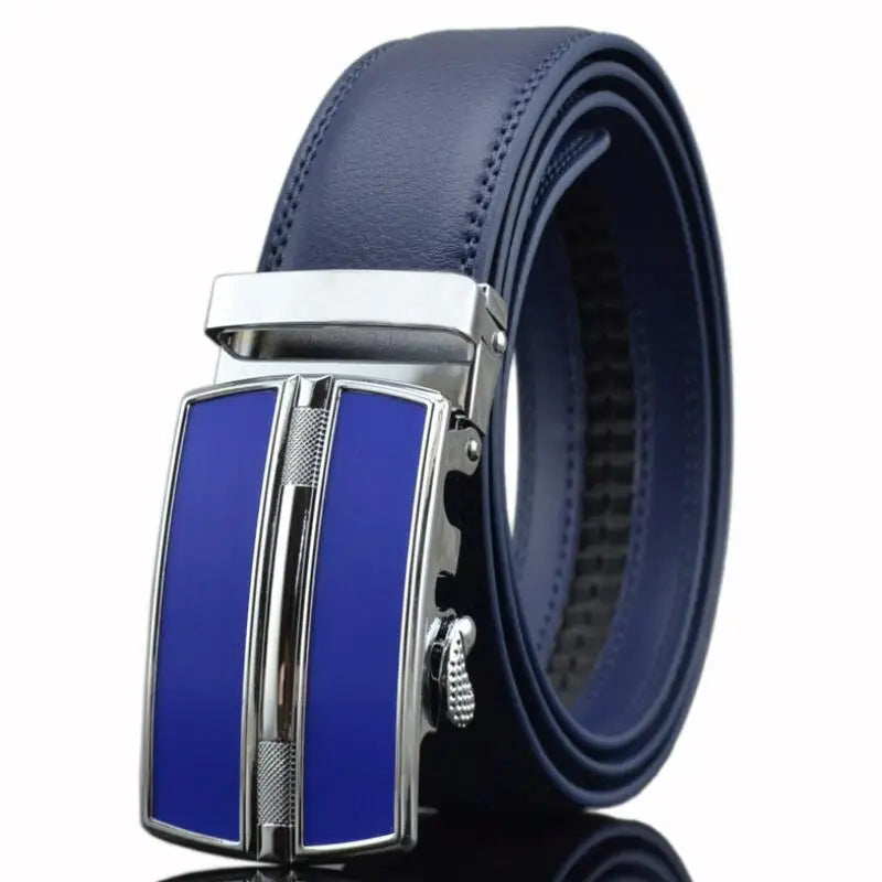 Famous Brand Business Belts Men High Quality Genuine Leather Luxury Waist Strap Blue Male Automatic Buckle Jeans Belts for Men