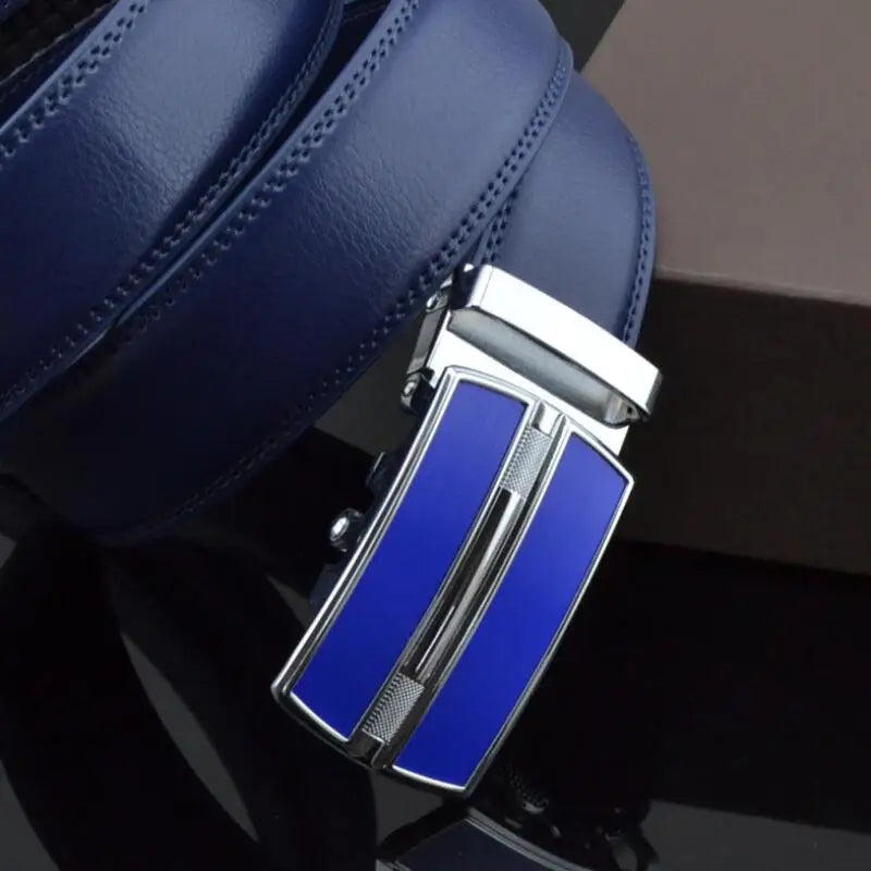 Famous Brand Business Belts Men High Quality Genuine Leather Luxury Waist Strap Blue Male Automatic Buckle Jeans Belts for Men