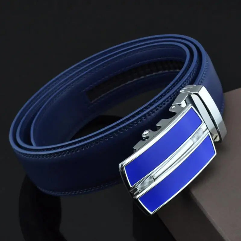 Famous Brand Business Belts Men High Quality Genuine Leather Luxury Waist Strap Blue Male Automatic Buckle Jeans Belts for Men