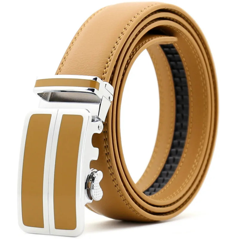 Genuine Leather Men Belt Metal Automatic Buckle Belts Luxury Business Casual Male Belts Fashion Designer Top Quality Waistband