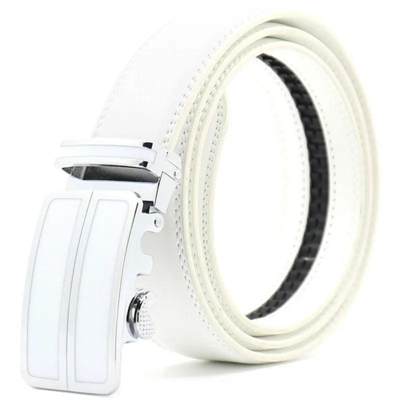 Genuine Leather Men Belt Metal Automatic Buckle Belts Luxury Business Casual Male Belts Fashion Designer Top Quality Waistband