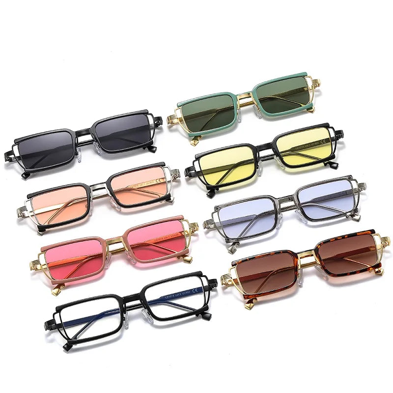 ZLY 2022 New Fashion Rectangle Sunglasses Women Men Slender Type PC Lens Alloy Metal Frame Luxury Brand Designer Square UV400