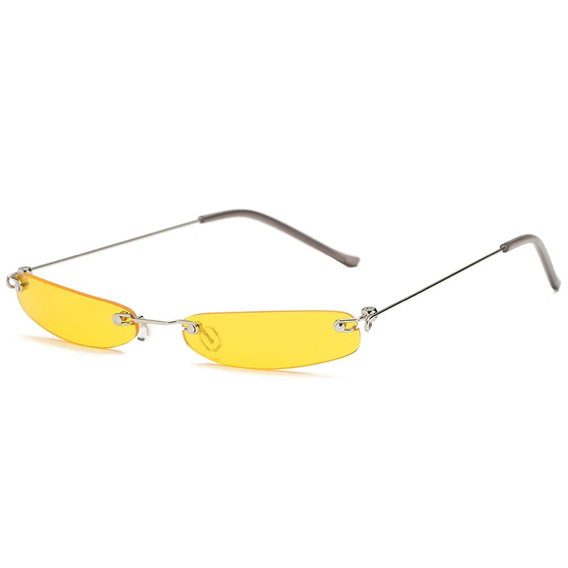 New Fashion Small Sunglasses Women Men Brand Designer Rimless Narrow Eyewear Luxury Trending Alloy Sun glasses Streetwear UV400