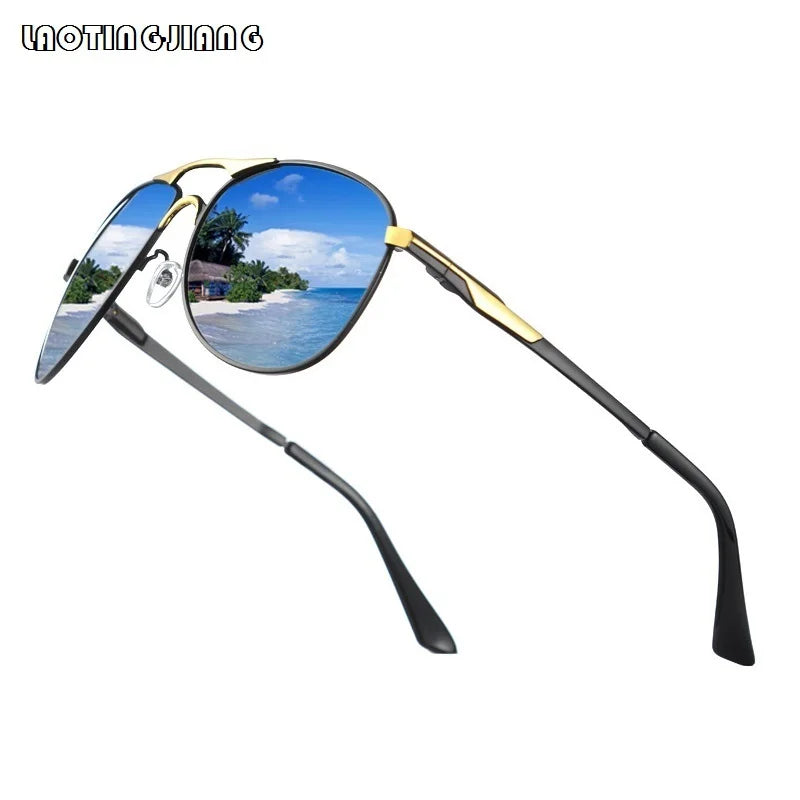 Stylish Men Women Designer Polarized Sunglasses Vintage Driving Metal Sun Glasses Male Pilot Goggles For Man Anti-glare UV400
