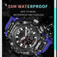 Military Watch Sport Waterproof 50M Stopwatch Analog Digital Wristwatches Week Display Alarm Clock 8053 Digital Watches Mens