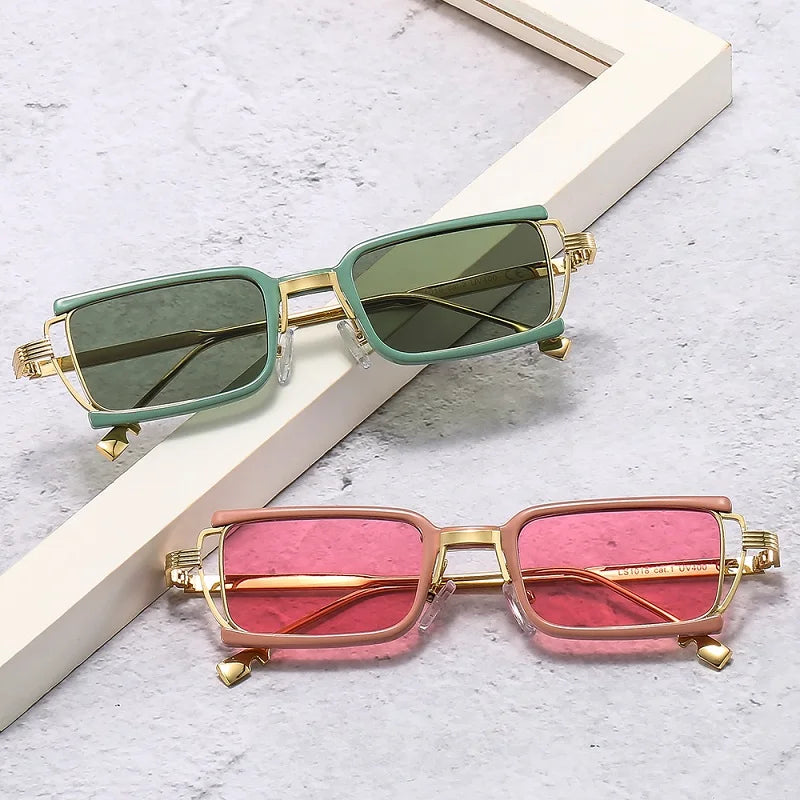 ZLY 2022 New Fashion Rectangle Sunglasses Women Men Slender Type PC Lens Alloy Metal Frame Luxury Brand Designer Square UV400