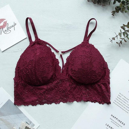 Lace Bralettes Sexy Bras For Women Floral Lace Bra Deep V Crop Top Female Push Up Bra 6z2