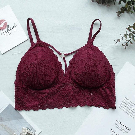 Lace Bralettes Sexy Bras For Women Floral Lace Bra Deep V Crop Top Female Push Up Bra 6z2