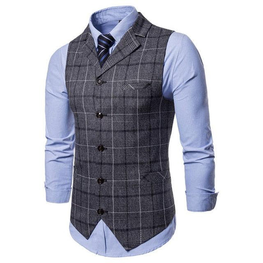 Mens Wedding Waistcoat Striped Plaid Formal Blazer Vests T3M