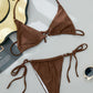 Side Tie Halter Neck Backless Bikini Set