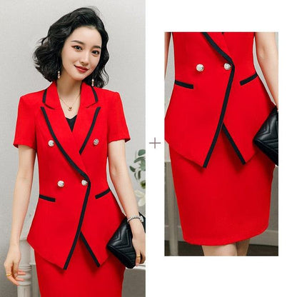 Elegant Professional Skirt Suit High Quality Office Ladies Jacket Blazer Slim Skirt Two Piece Set