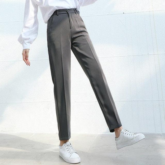 New Spring Summer Women Formal Pants High Waist Elegant Office Lady Chic Pants Bp