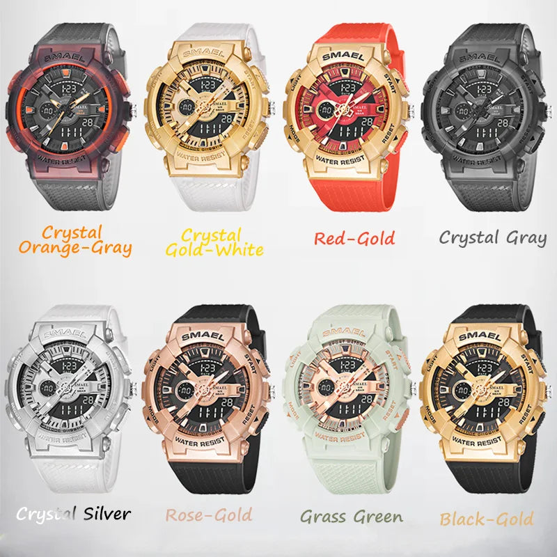 Sport Watches Waterproof SMAEL New Watch For Men Crystal Watchband Stopwatch Shockproof Alarm Clock Male 8006 Quartz Wristwatch