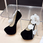 Liyke Runway Style Fashion Big Flower Women Platform Pumps Sexy Round Toe Pole Dance High Heels Wedding Stripper Shoes Stilettos