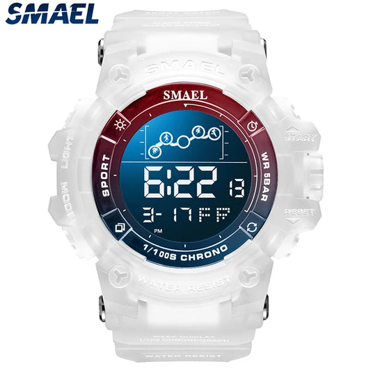 SMAEL Digital Watch LED Alarm Clock Military Watches Big Dial Digital Wristwatches 8082 Sport Watches for Men