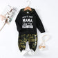 Children Baby Fashion Spring Outfit Suit; 1-6Years Kids Toddler Boy Clothes Set Black Long Sleeved Hoodie+Camouflage Pants