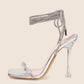 Liyke Sexy Silver Crystal Cross Strap Sandals Women Summer Party Wedding Banquet Shoes Fashion Open Toe Club Transparent Heels