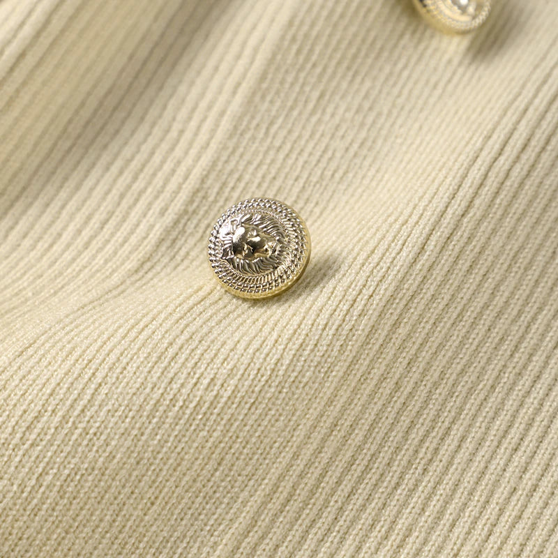 V-neck Short Sleeve Lady Robe, Elegant Knit Long Dress Women Chic Button Ribbed Slim Hip Package Female Dresses