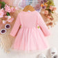 Dress For Kids 3-24Months Fashion Long Sleeve Cute Floral Embroidery Mesh Trim Tulle Princess Formal Dresses Newborn Baby Girl