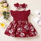 Dress For Kids 3-24 Months Korean Style Fashion Butterfly Sleeve Cute Floral Princess Formal Dresses Ootd For Newborn Baby Girl