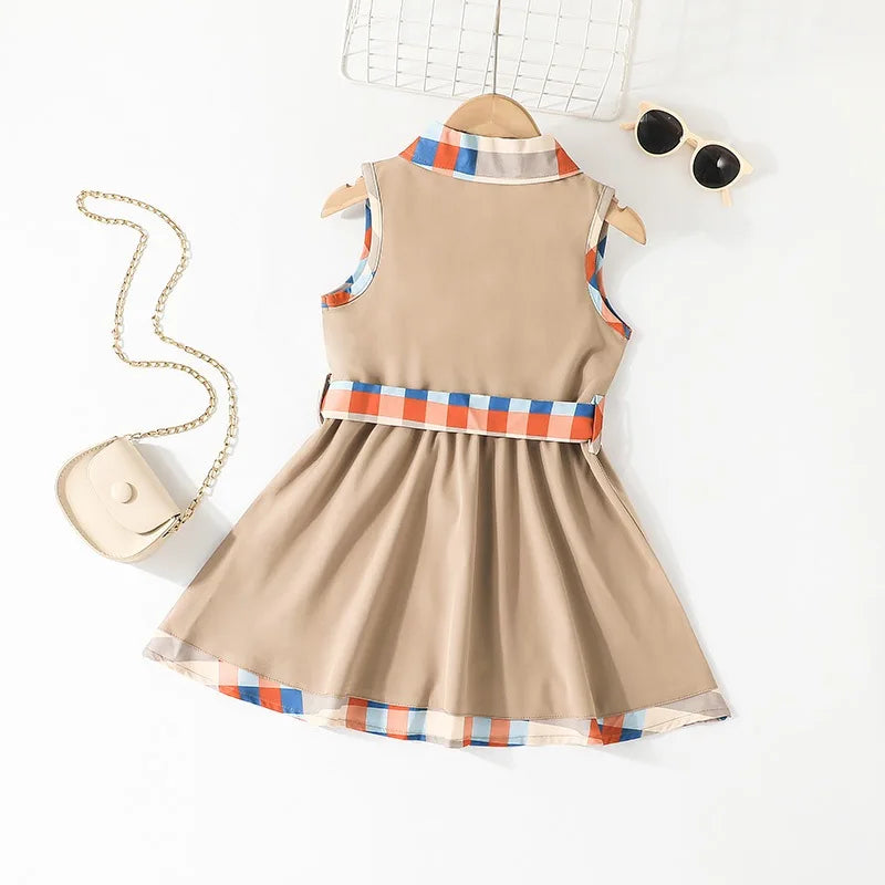 Baby Girl Dress 4-8Years Korean Style Sleeveless Toddler Kids Fashion Shirt Dresses