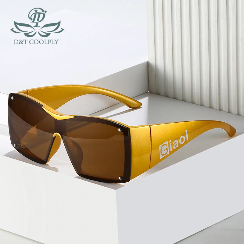 ZLY 2023 New Fashion Square Sunglasses Men Women Oversized PC Gradients Lens Trending Logo Frame Y2K Travel Hiking Style UV400