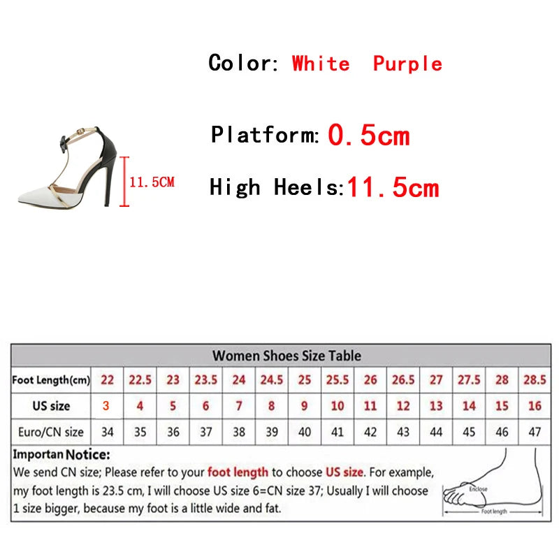 Liyke Fashion Design Bowknot Ankle Strap Women Pumps Sexy Pointed Toe Stripper High Heels Wedding Banquet Shoes Sandals Female