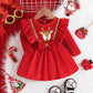 Dress For Kids 3-24 Months Newborn Long Sleeve Cute Cartoon Elk Red Suede Christmas Princess Formal Warm Dresses For Baby Girl