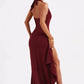 Deep V Neck Thigh High Split Maxi Dress Women Halter Sleeveless Backless