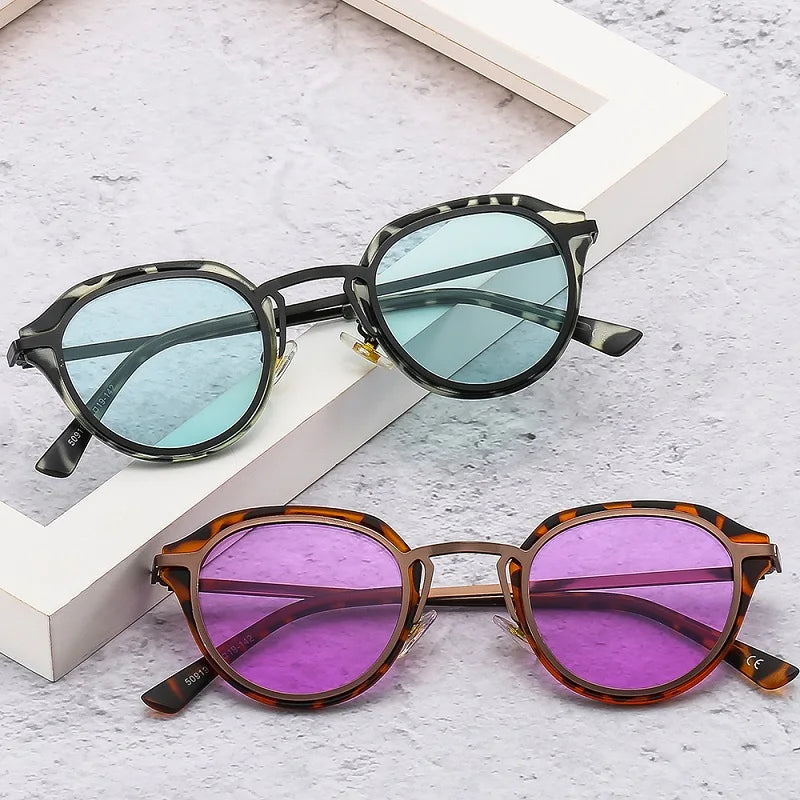 ZLY 2022 New Fashion Round Sunglasses Color PC Lens Alloy Metal Frame Luxury Brand Designer Versatile Women Men Sunglasses UV400