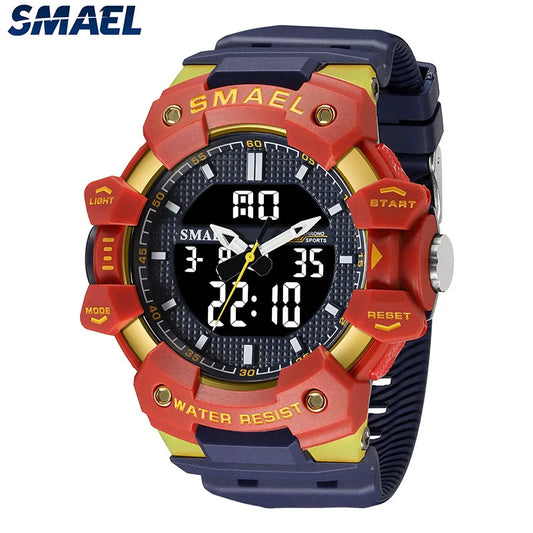 Quartz Watches Male Clock SMAEL Brand Wristwatches 50M Waterproof Stopwatch Week Display Alarm Clocks 8080 Men Watch Sports Time